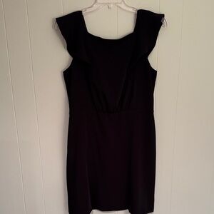 LOFT Black Ruffle Sleeve Mini Dress